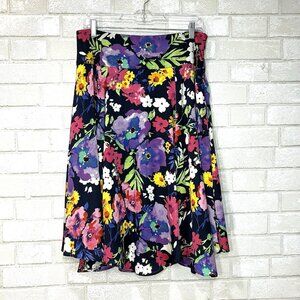 Lauren Ralph Lauren Floral A-Line Skirt Size 8 Asymmetric Hem Tropical Career‎